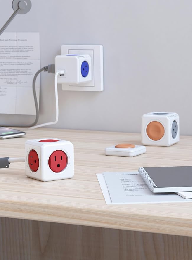 USB Wall Plug, Allocacoc PowerCube |Original|, 4 Outlets and 2 USB Ports - Image 8