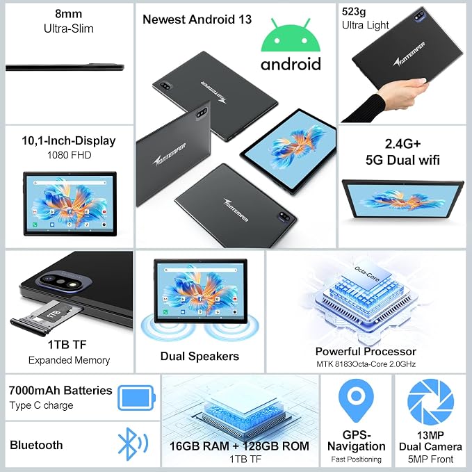 2025 Latest Android Tablet 10.1 Inch, 5G WiFi Tablets Mit 16GB RAM+128GB ROM - Image 2