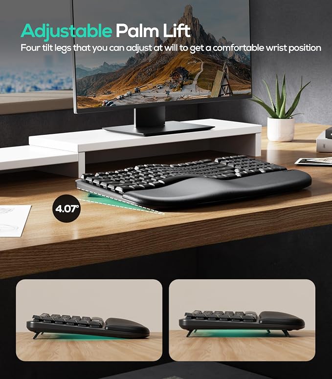 Nulea RT08 Wave Keys Wireless Ergonomic Keyboard - Image 5