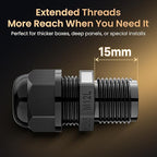 QILIPSU 10pcs M12L Long Thread Cable Gland Waterproof IP68 Nylon Strain Relief - Image 2