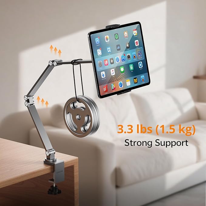 Tablet Stand iPad Phone Holder for Desk, Heavy Duty Aluminum 360° Rotating & - Image 8