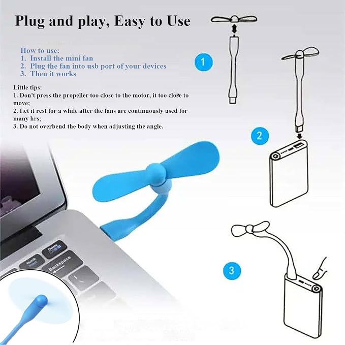 Mini USB Fan, Portable Pocket Fan USB-A Powered Little Cooler, Quiet Operation - Image 6