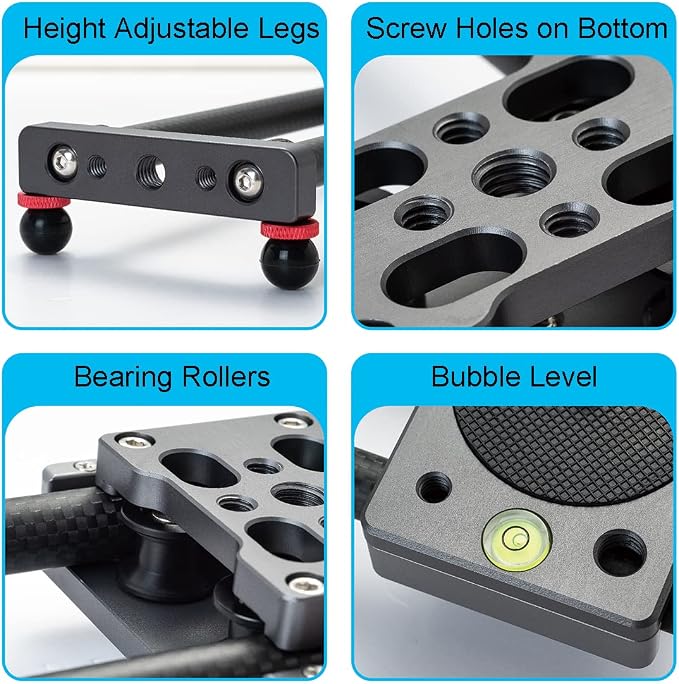 16 inches/40cm Mini Table Top Video Camera Slider Carbon Fiber Rail Rods - Image 4