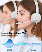 USB Headset with Microphone for PC, On-Ear Computer Laptop Headphones with - Image 2