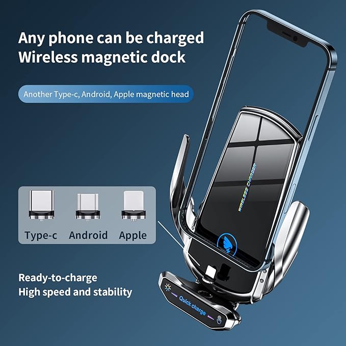 Wireless Car Charger Mount Automotive Electric Induction 15W Fast Charging Auto - Image 6