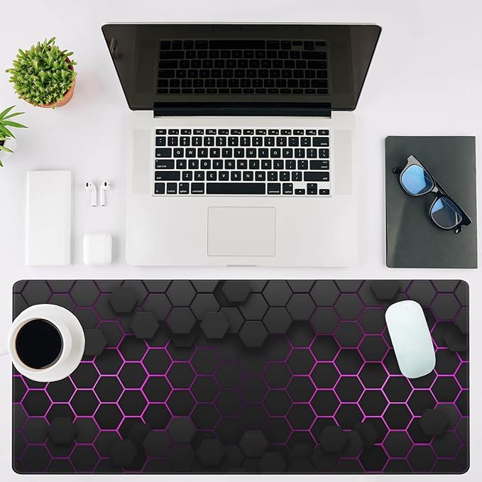Mouse Pad Large Electric Glow Hexagonal Non-Slip Gaming Desk Mat - Image 2