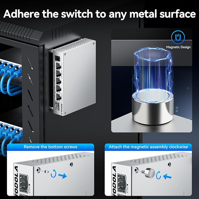 SODOLA 2.5Gb Switch Unmanaged, 5 x 2.5G Base-T Ports, 1x 10G SFP+, Aluminum - Image 7