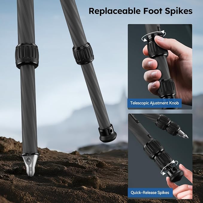 SIRUI Lightweight Carbon Fiber Mini Travel Tripod - Image 7