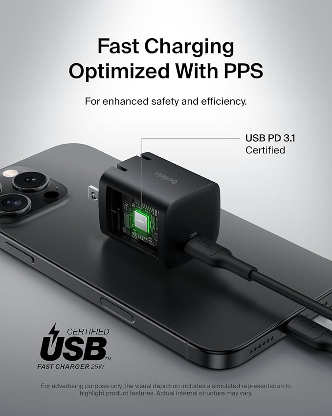 Belkin USB C Charger Block 25W USB C Cable Included - Image 4