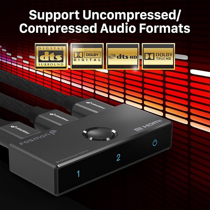 Fosmon 4K HDMI Switch 4K@60Hz, Bi-Directional 1 in 2 Out / 2 in 1 Out HDMI - Image 3