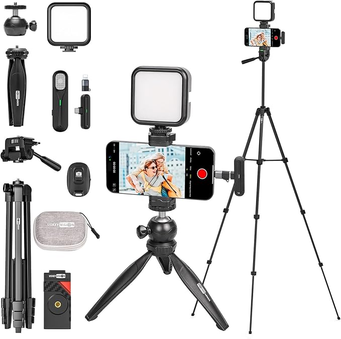 Upgraded Vlogging Kit w/Wireless Lavalier Microphone, YouTube Kit by USKEYVISION