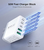 USB C Charger Block, 60W 5-Port Type C Charger Fast Charging Block, USBC USB - Image 2