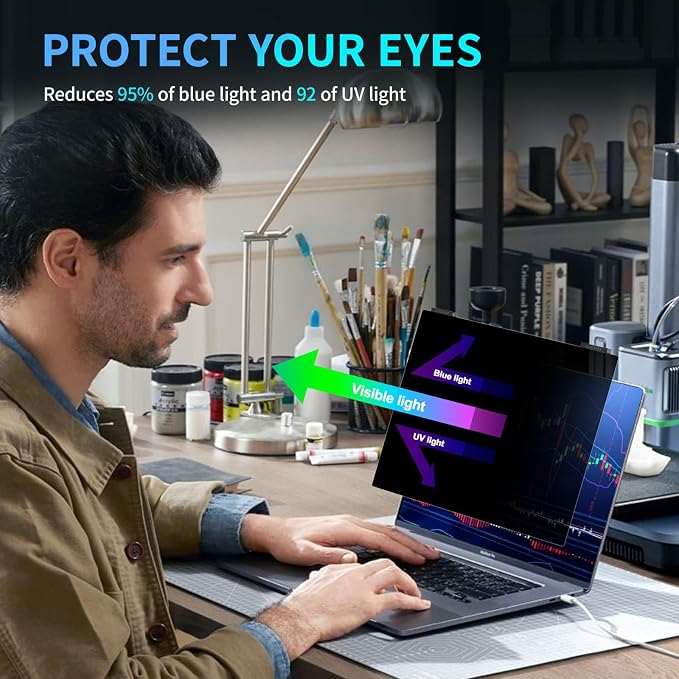 Laptop Privacy Screen 15.6 inch, 9H Hanging Privacy Screen - Image 6