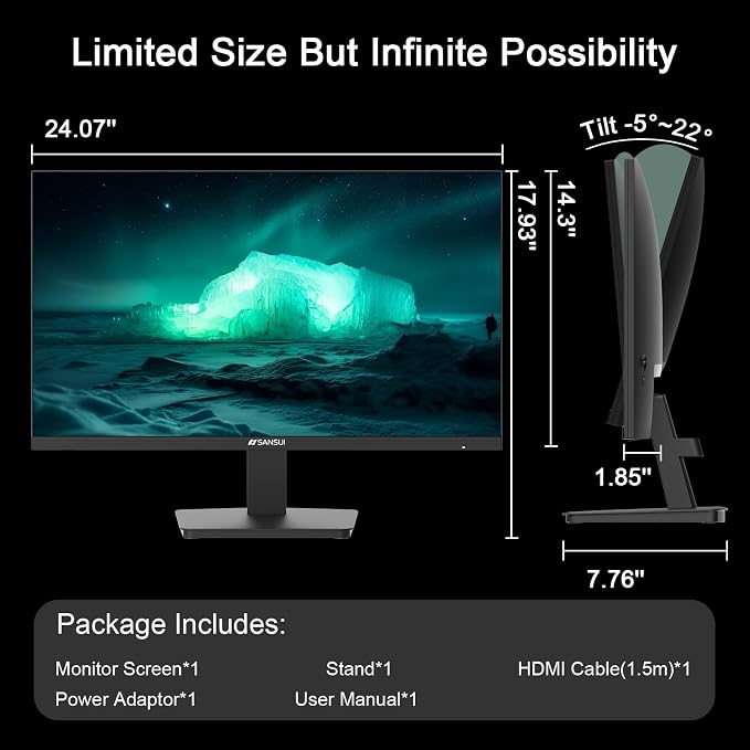 SANSUI 27 Inch Computer Monitor 120Hz, FHD 1080P Monitor, HDMI DP Ports FreeSync - Image 8