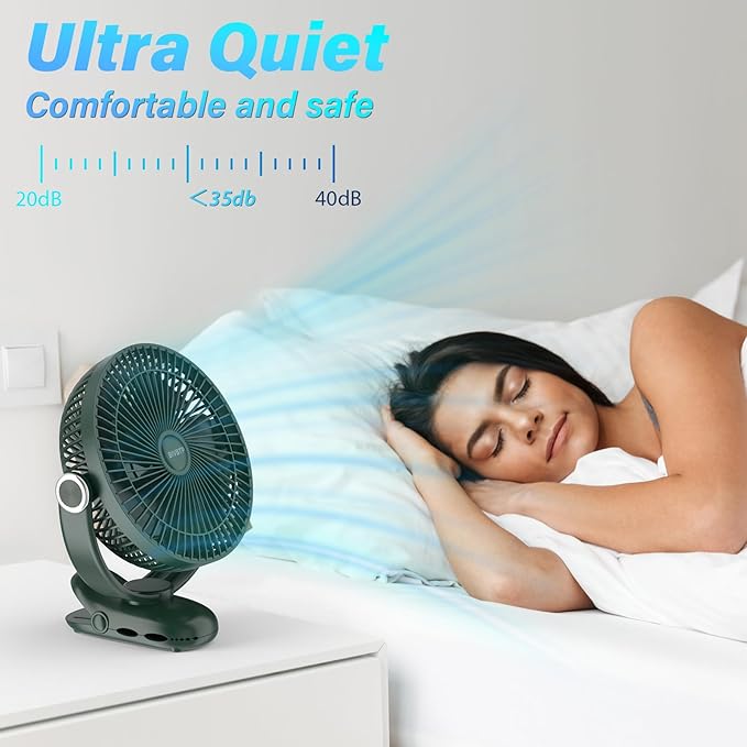 12000mAh Clip on Fan 30H Longest Runtime, 8in Portable Fan Rechargeable - Image 5
