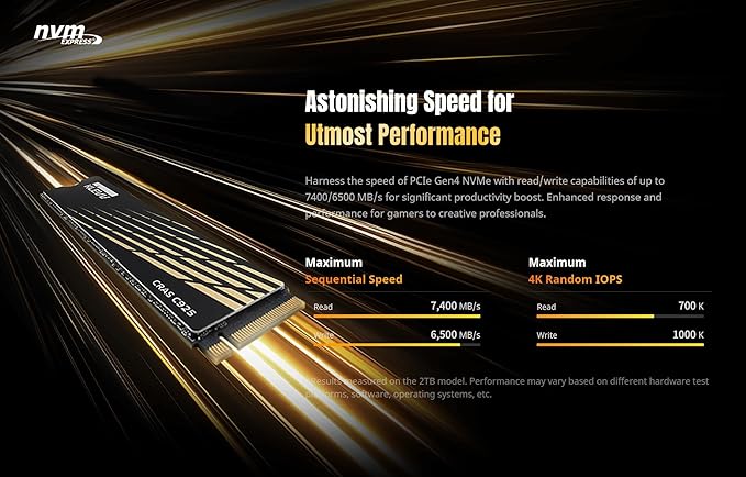KLEVV CRAS C925 500GB M.2 2280 NVMe PCIe Gen4x4 Internal Gaming SSD - Image 4