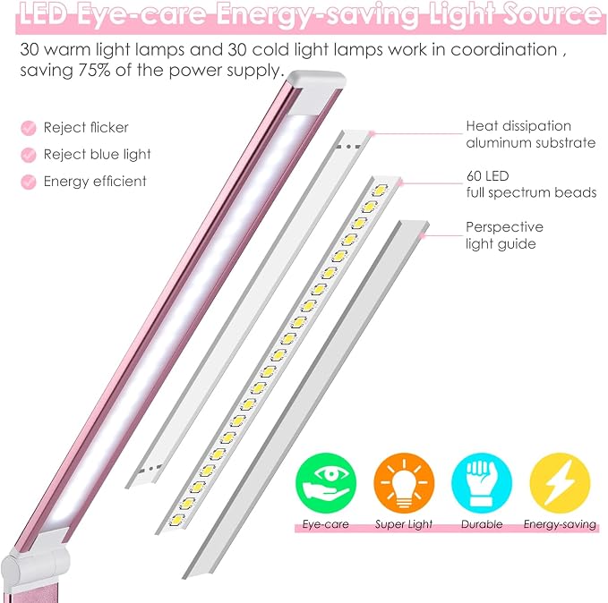 LED Desk Lamp with Wireless Charger, USB Charging Port, Desk Lighting with 10 - Image 4
