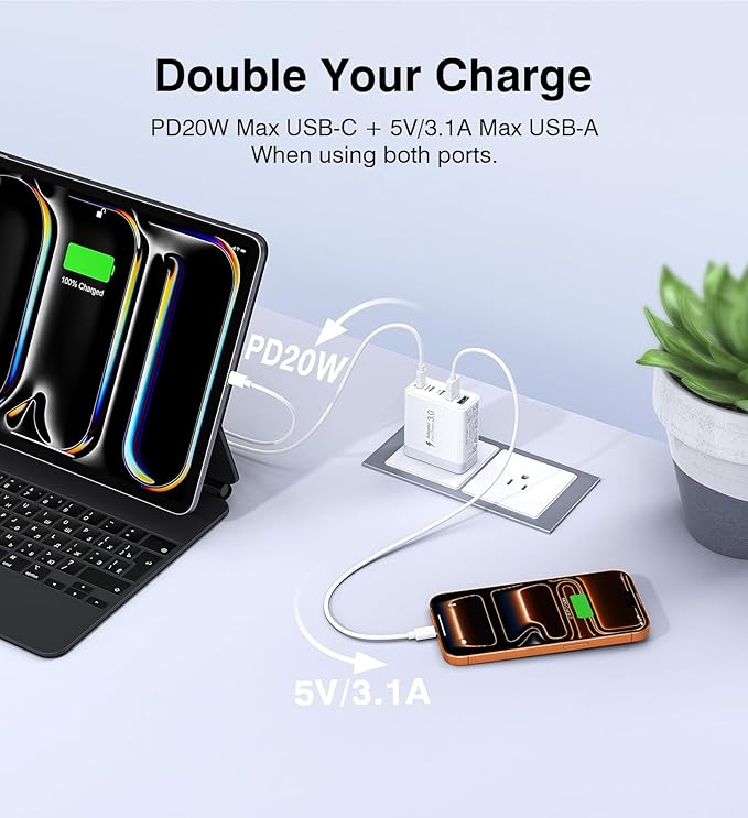 USB C Charger Block, 60W 5-Port Type C Charger Fast Charging Block, USBC USB - Image 5