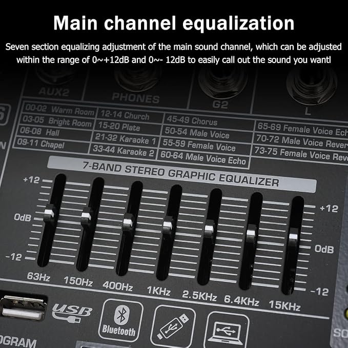 W IN-MIX DX8 Professional DJ Audio Mixer 8 Channel - Image 4