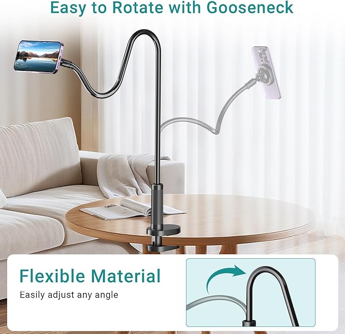 Gooseneck Phone Holder for Bed, Magnetic Cell Phone Stand for iPhone 16 15 14 - Image 4