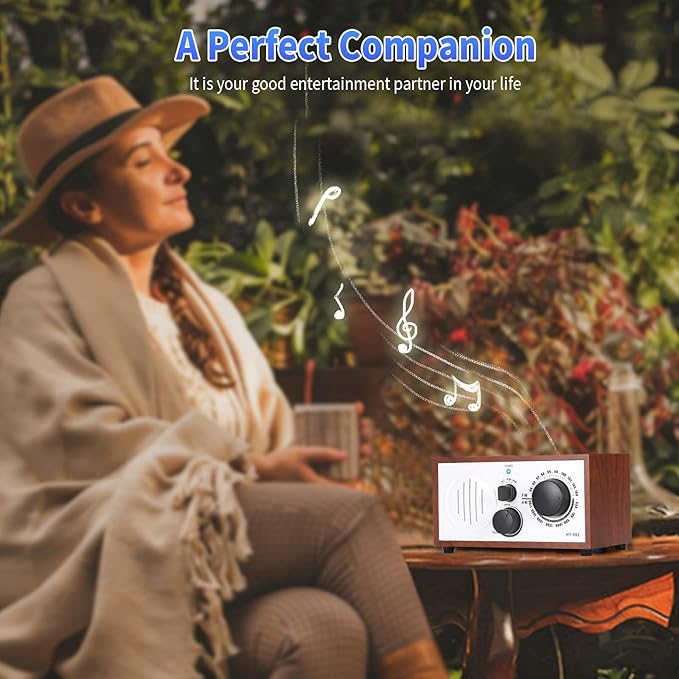 Vintage Wood AM FM Bluetooth Speaker Radio Plug in Wall, Elegant and Retro - Image 7