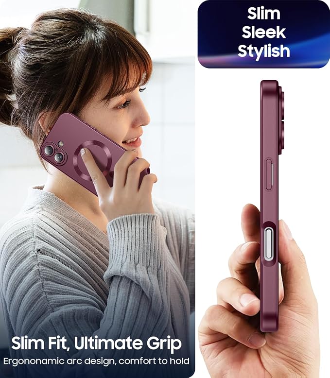 Magnetic for iPhone 16 Plus Case Slim Soft Silicone Bumper Shockproof Metallic - Image 7