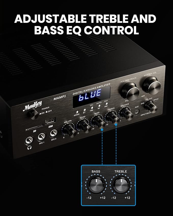 Moukey Stereo Receivers with Bluetooth 5.0, 400W 2.0 Channel Power Audio - Image 3