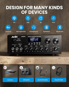 Moukey Stereo Receivers with Bluetooth 5.0, 400W 2.0 Channel Power Audio - Image 2