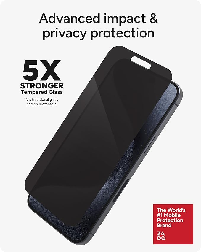 ZAGG InvisibleShield Glass Elite Privacy iPhone 15 Pro Max Screen Protector - Image 5