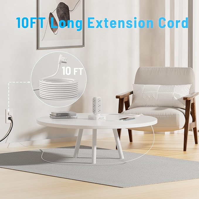 TenTrend 160W Fast Charging Station, Flat Plug Power Strip Tower - Image 6