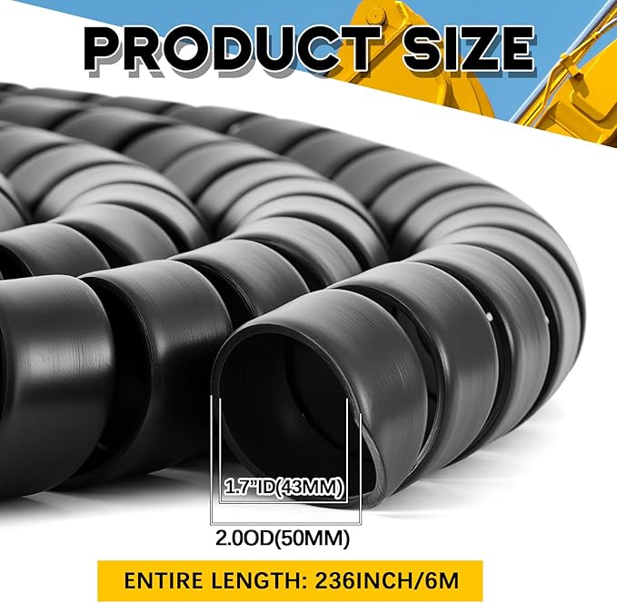 Spiral Wrap Cable Protector, Safe 2.0" Od x 20' Pre Cut Lengths Hydraulic Hose - Image 2