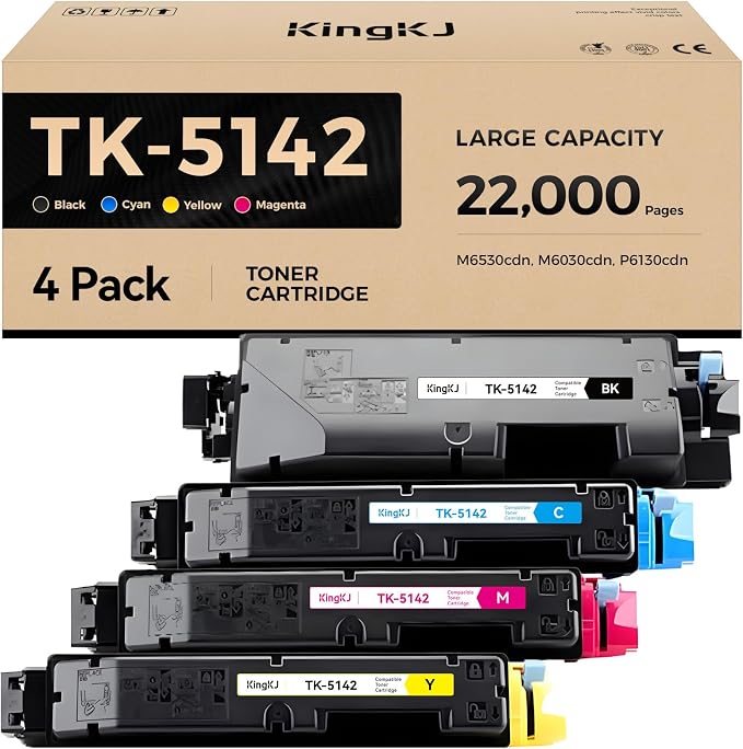 TK-5142 TK5142 Toner Cartridge 4-Pack High Yield Replacement by KingKJInkToner