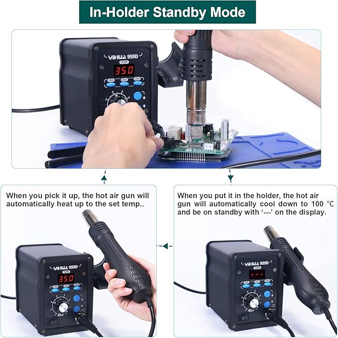 YIHUA 959D-Digital Hot Air Rework Station, High Power - Image 3