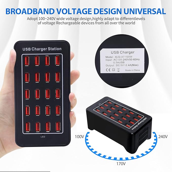 20-Port Desktop USB Charging Station - 100W Multi-Function Smart Charger - Image 7