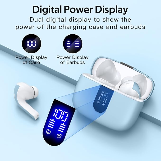 TAGRY Bluetooth Headphones True Wireless Earbuds 60H Playback LED Power Display - Image 2
