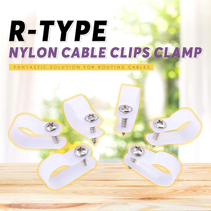 Swpeet 120 Pack White 5/8 Inch Nylon Plastic R-Type Cable Clips Clamp Kit - Image 4