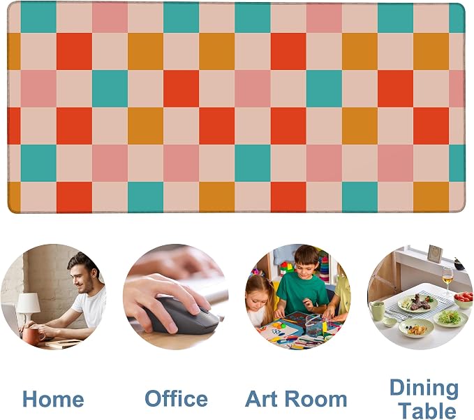 Large Mouse Pad Retro Checkerboard Gaming Desk Pad Computer Keyboard Non-slip - Image 5