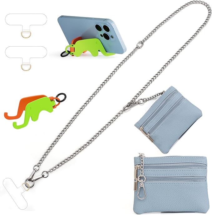 Clip and Go Strap for Phone Silver Metal Chain by Casecond
