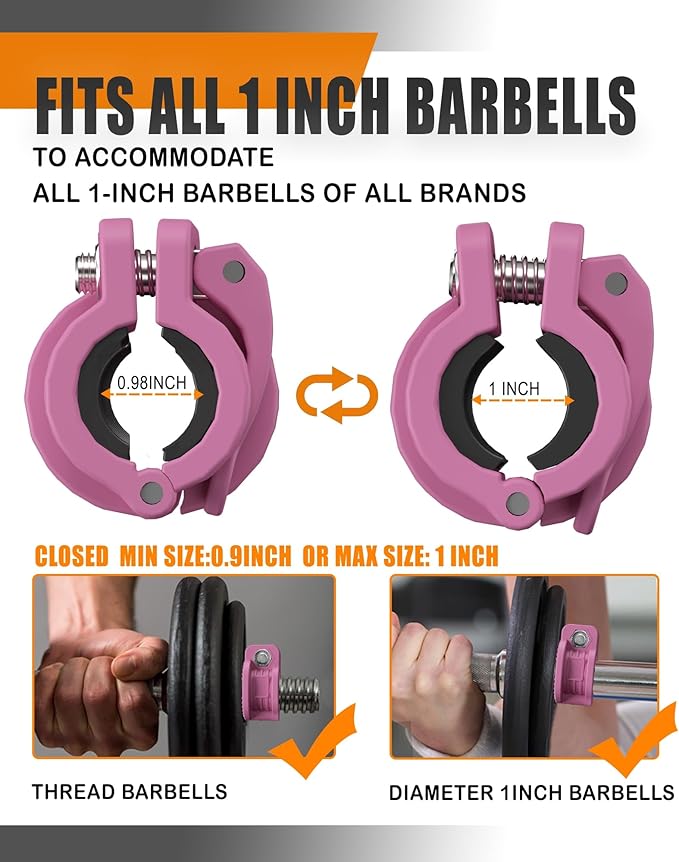 MAXRICH T Barbell Clamp 1 inch Multiple Sizes & Adjustable Weight Clips - Image 4