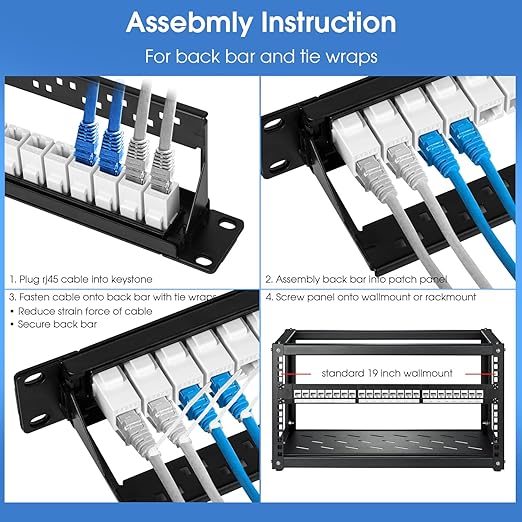 24 Port Keystone Patch Panel, 1U 19-inch RJ45 Network Patch Panel - Image 4