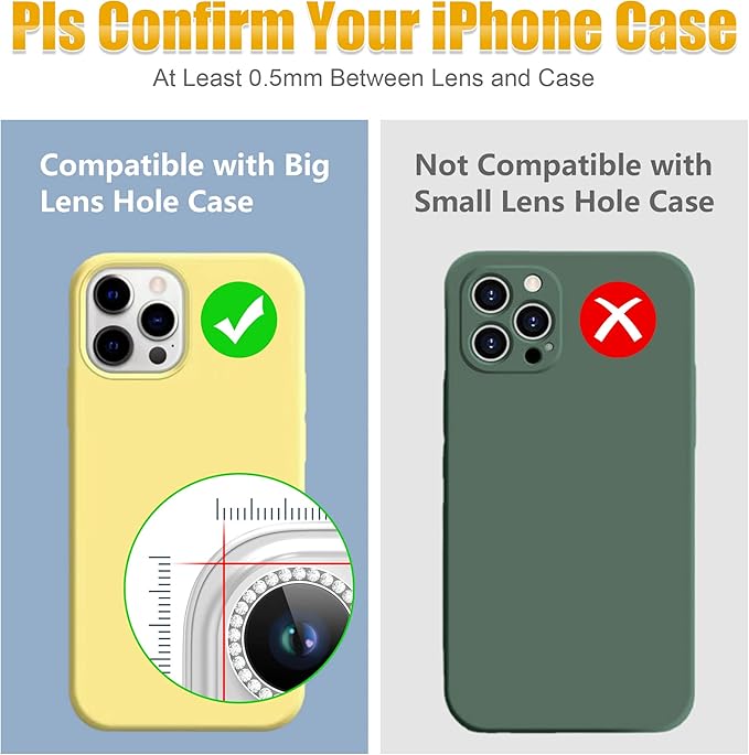 AGVEE 3+3 6 Pack for iPhone 13 Pro/Pro Max, Bling Diamond & Glitter Metal Ring - Image 3
