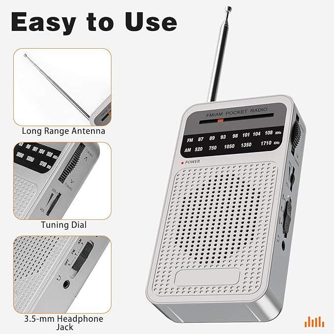 Portable Radio AM FM with Long Range Reception, Goodes Transistor Radio with - Image 4
