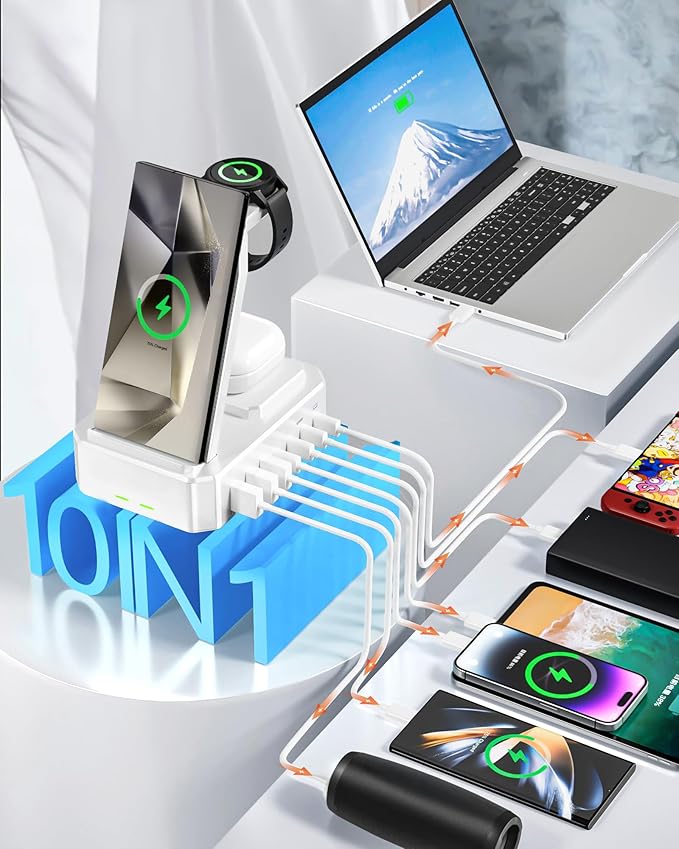 300W Wireless Charger for Samsung, Zutspzss 10 in 1 Wireless Charging Station - Image 6