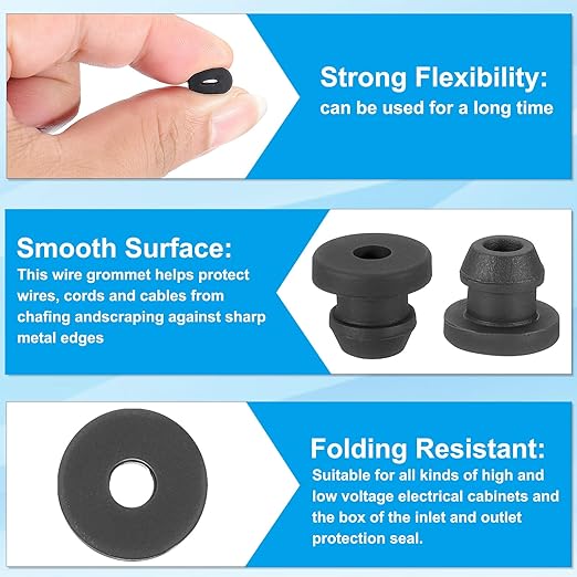 PATIKIL 5.5mm / 1/4 Inch Drill Hole, 1/8 Inch ID Rubber Grommets - Image 3