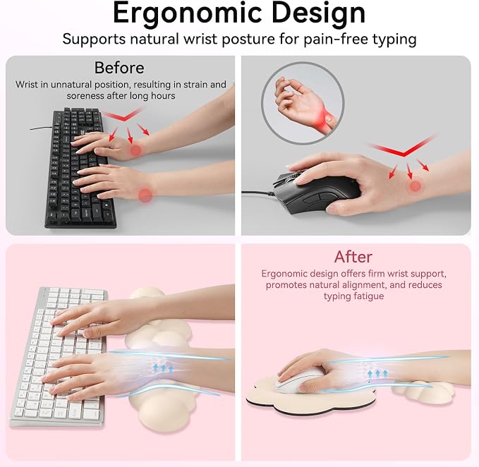 Cloud Wrist Rest for Computer Keyboard, 4-in-1 Memory Foam Leather Cloud - Image 4