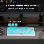 Large Print Backlit Computer Keyboard, USB Full Size Wired Keyboards - Image 3