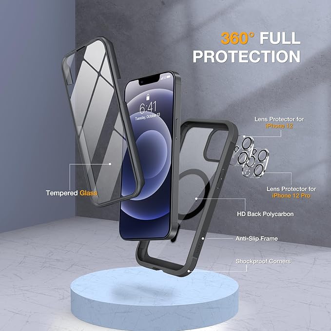 Miracase Magnetic for iPhone 12/12 Pro Case 6.1 inch, Upgrade Full-Body Clear - Image 2