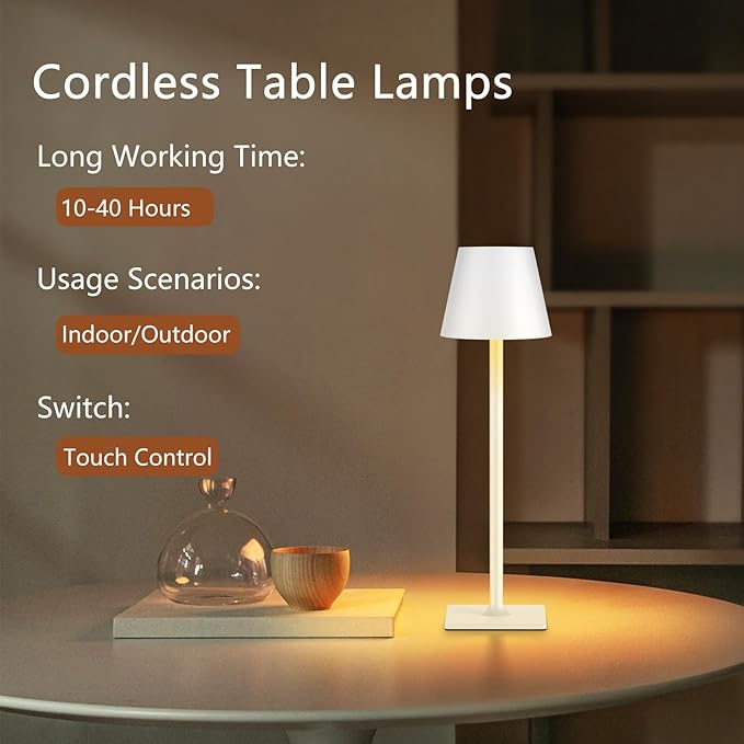 Cordless Table Lamp Rechargeable Lamps: 6000mAh Battery Operated Table Lamp - Image 4
