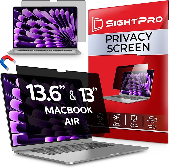 Magnetic Privacy Screen for MacBook Air 13 & 13.6 Inch Removable Laptop Privacy by SightPro