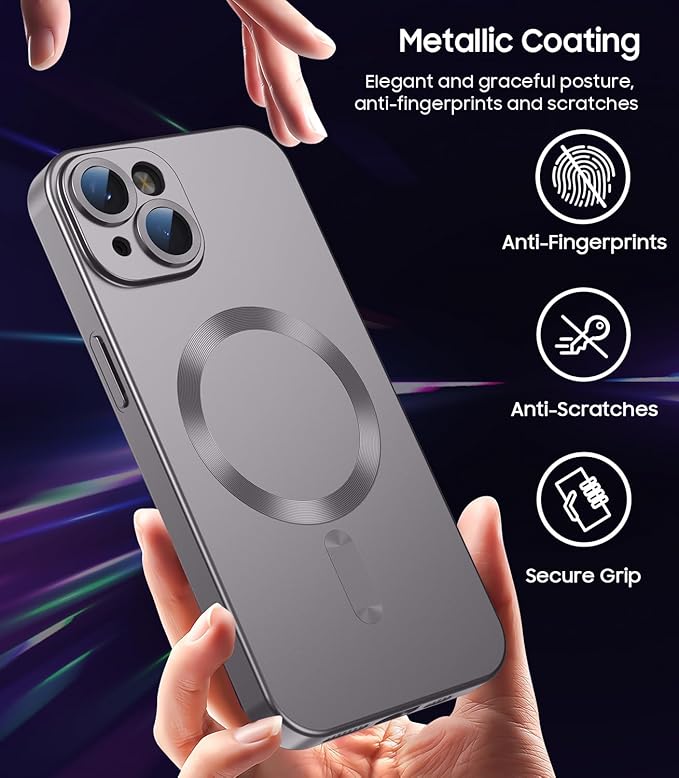 Magnetic for iPhone 14 Plus Case Slim Soft Silicone Bumper Shockproof Metallic - Image 5